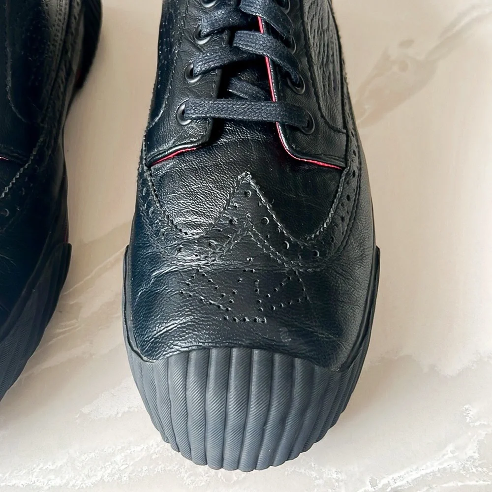 PF Flyers Brogue Men’s Black Leather Wingtip Sneakers Mens Sz 9.5 Womens Sz 11 - Picture 6 of 14